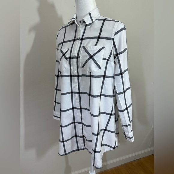 Isabel sz XS maternity top in white and black plaid incudes tie belt - Picture 11 of 13